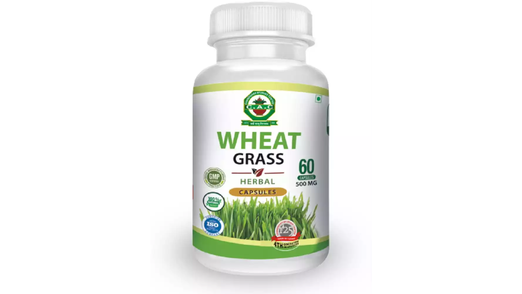 Chandigarh Ayurved Centre Wheat Grass Herbal Capsules (60caps)