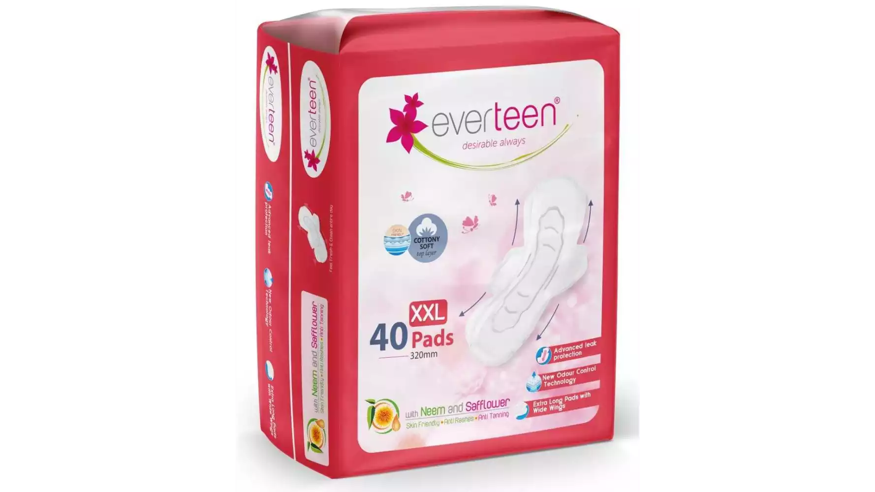 Everteen Cottony-Soft XXL Sanitary Napkin Pads 320mm {Enriched With Neem And Safflower} (40pcs)