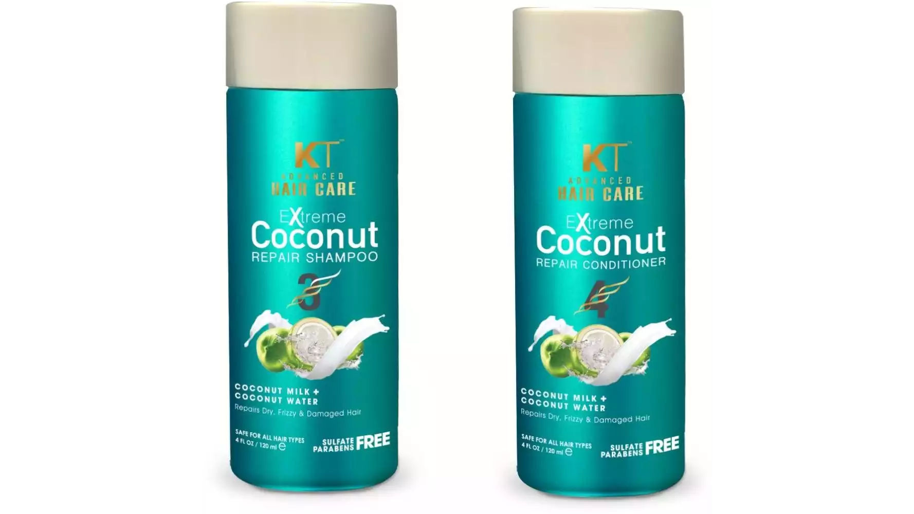 KT Kehairtherapy Xtreme Coconut Shampoo And Conditioner (120ml, Pack of 2)