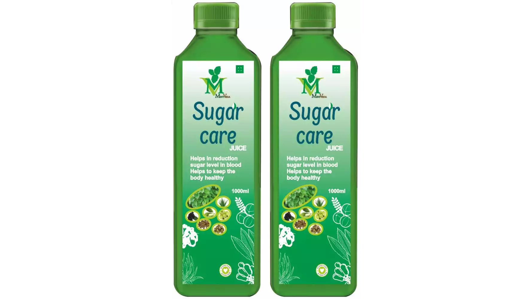 Mint Veda Sugar Care (Sugar Free) Juice (1liter, Pack of 2)