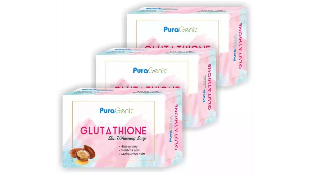 Puragenic Glutathione Skin Whitening Soap (75g, Pack of 3)