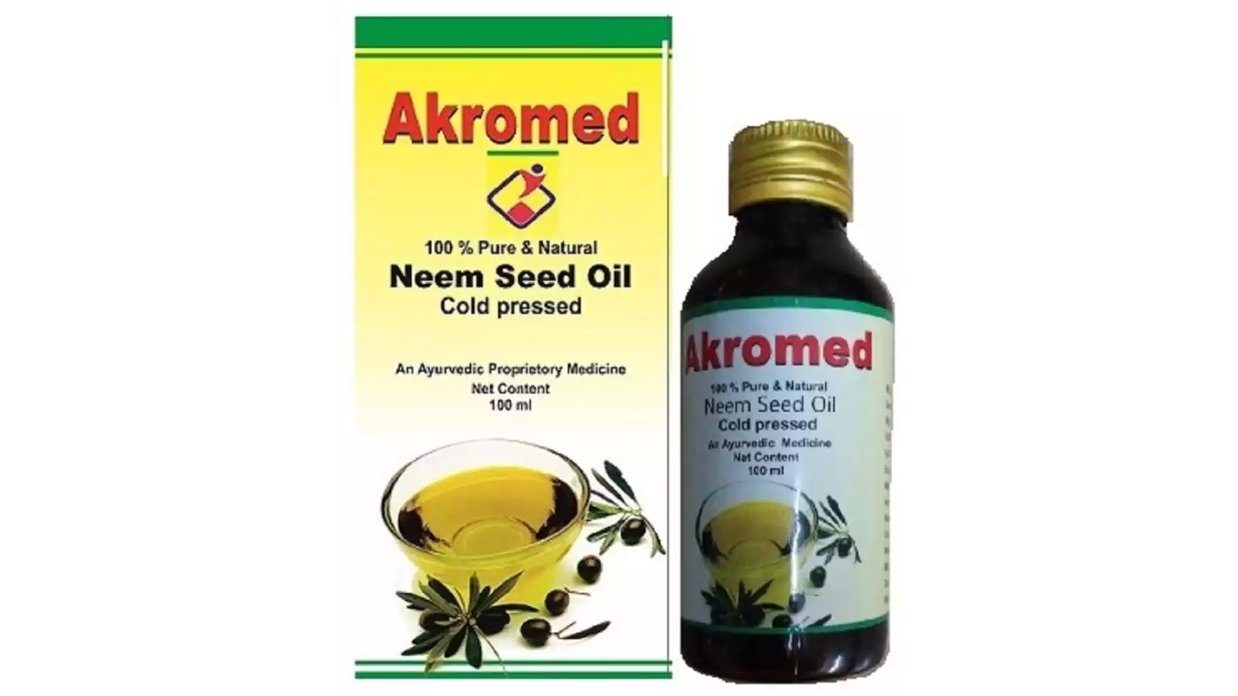 Akromed Neem Oil Cold Pressed 100% Pure (100ml)