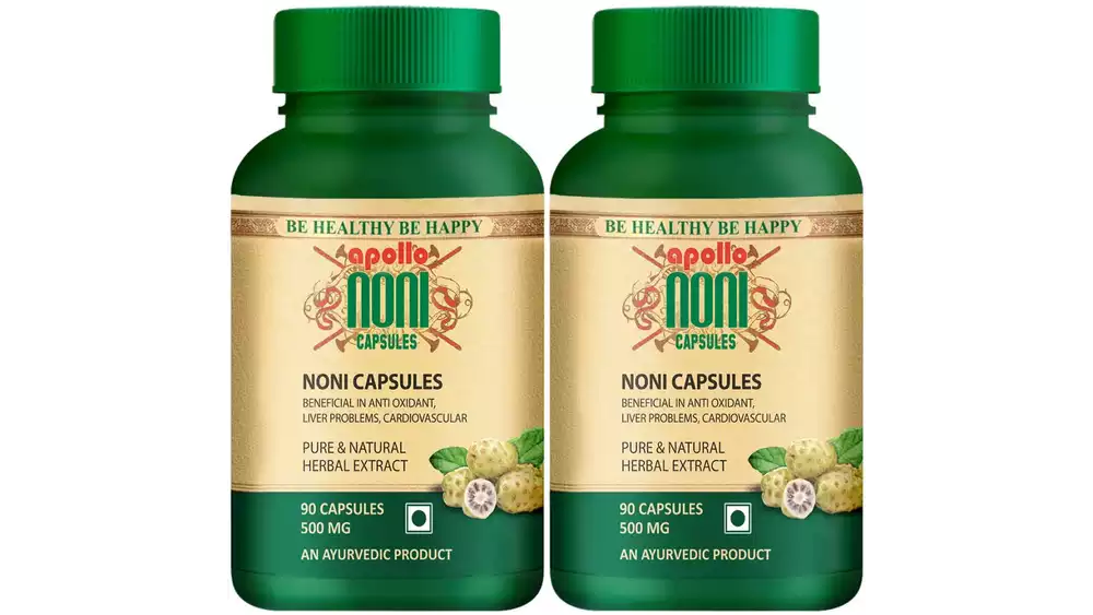 Apollo Noni Natural Herbal Extract Capsules 500Mg (90caps, Pack of 2)