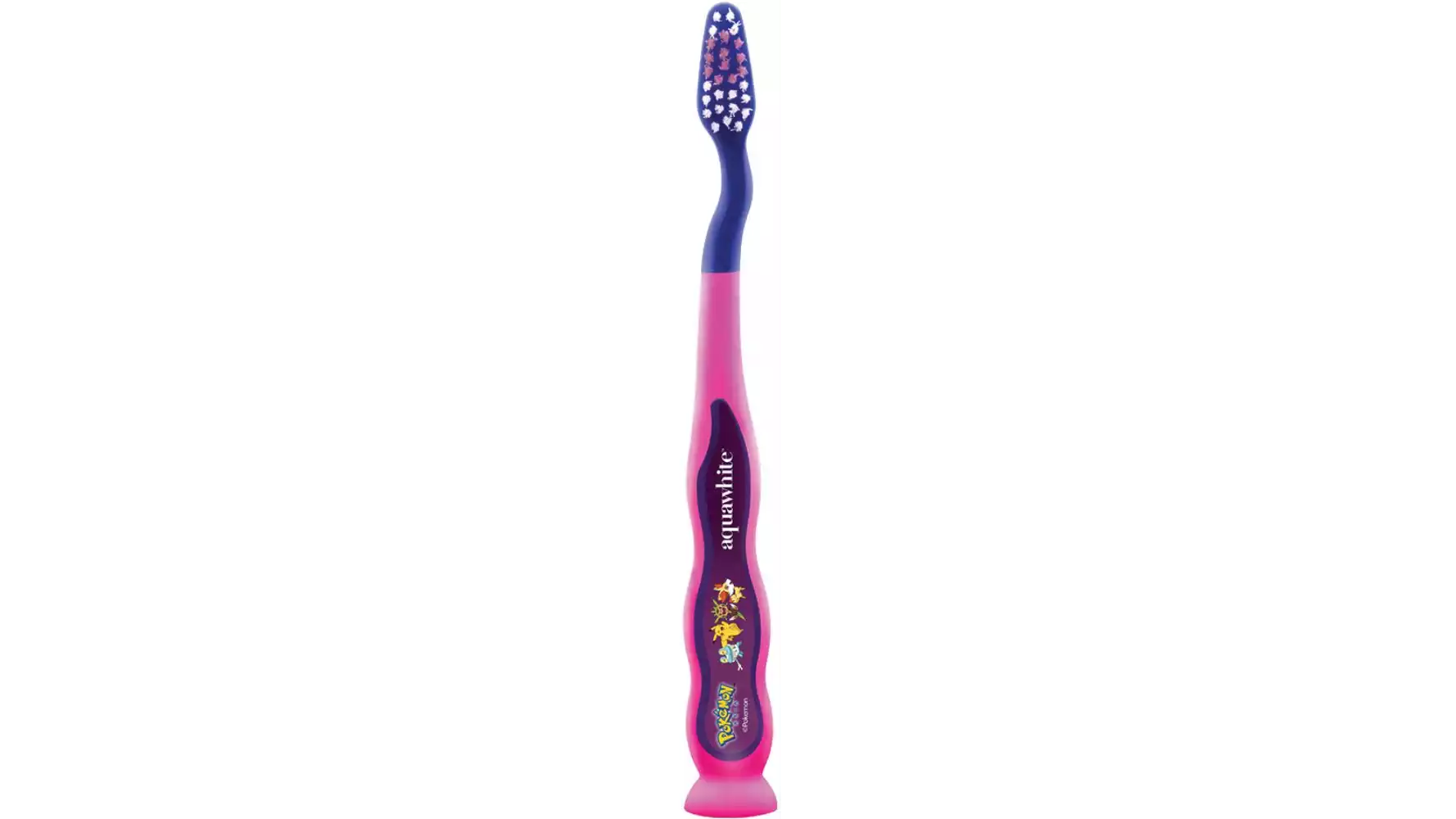 Aquawhite Pokemon Jiggle Wiggle Toothbrush (Pink) {With 2 D Shimmer & Shine Image On Hygiene Cap, Suction Cup & Tongue Cleaner} (1Pack)