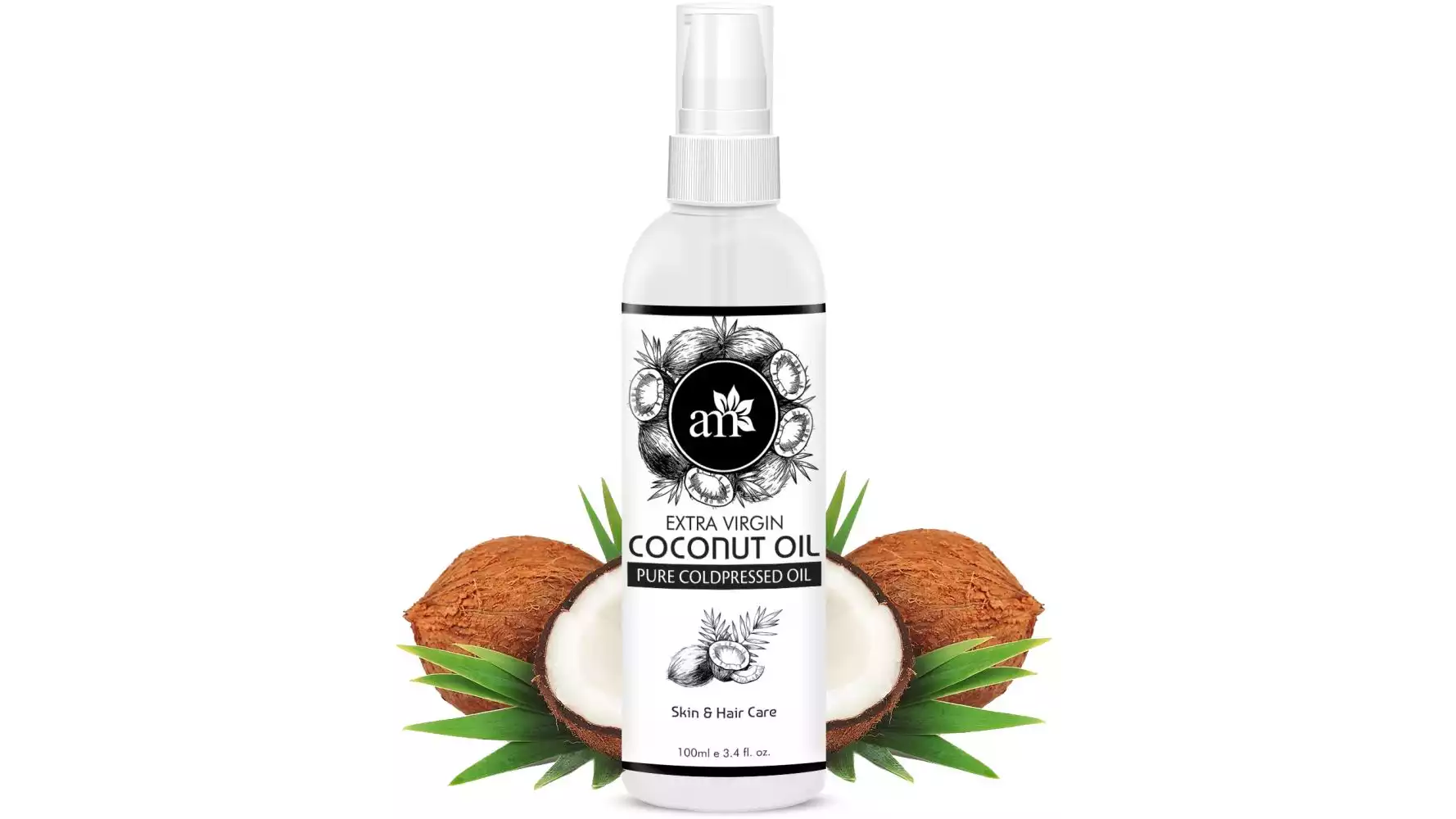 AromaMusk Organic 100% Pure Cold Pressed Extra Virgin Coconut Oil For Hair And Skin (100ml)