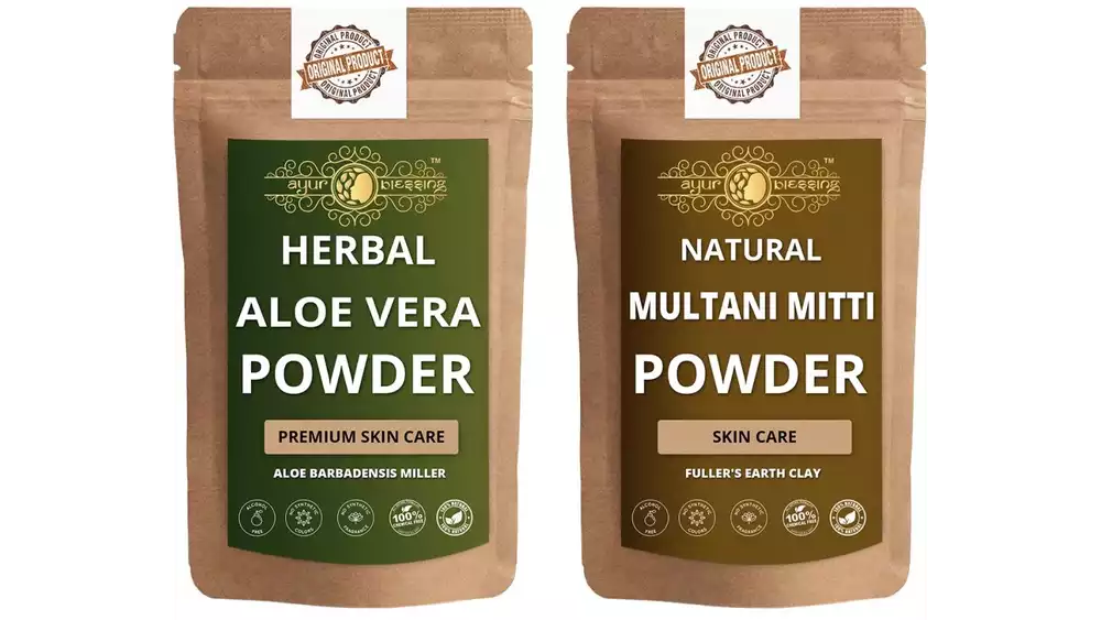 Ayur Blessing Aloe Vera Leaf and Multani Mitti Powder Combo Pack (1Pack)