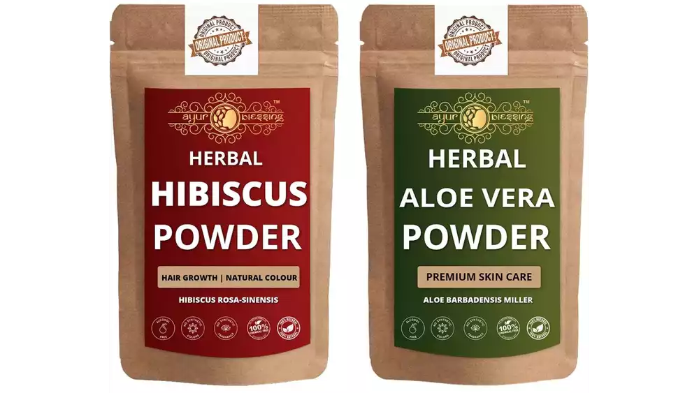 Ayur Blessing Hibiscus and Aloe Vera Leaf Powder Combo Pack (1Pack)