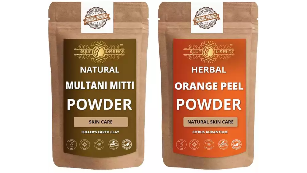 Ayur Blessing Multani Mitti And Orange Peel Powder Combo Pack (1Pack)