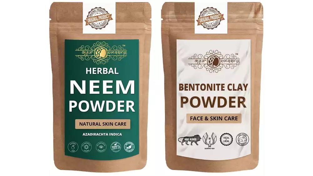 Ayur Blessing Neem And Bentonite Clay Powder Combo Pack (1Pack)