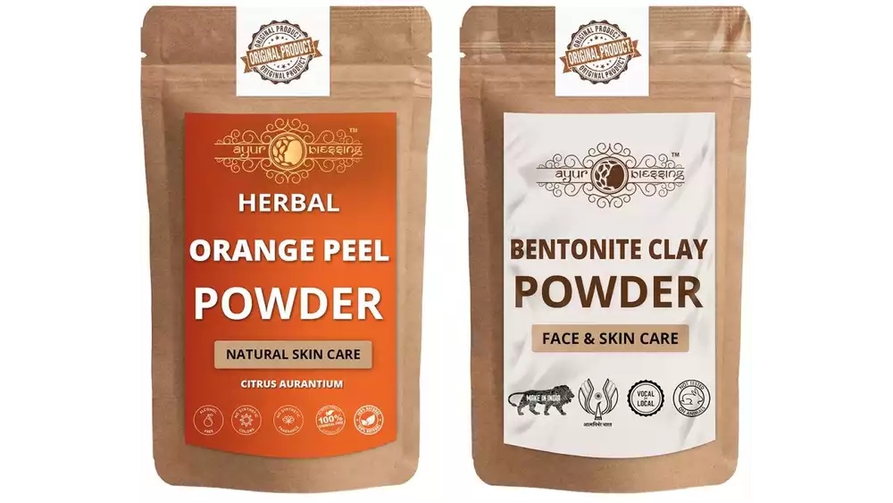 Ayur Blessing Orange Peel And Bentonite Clay Powder Combo Pack (1Pack)