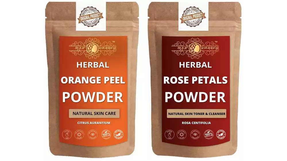 Ayur Blessing Orange Peel And Rose Petals Powder Combo Pack (1Pack)