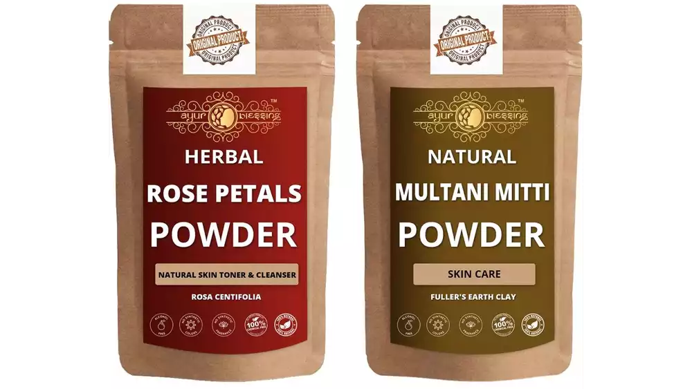 Ayur Blessing Rose Petals And Multani Mitti Powder Combo Pack (1Pack)