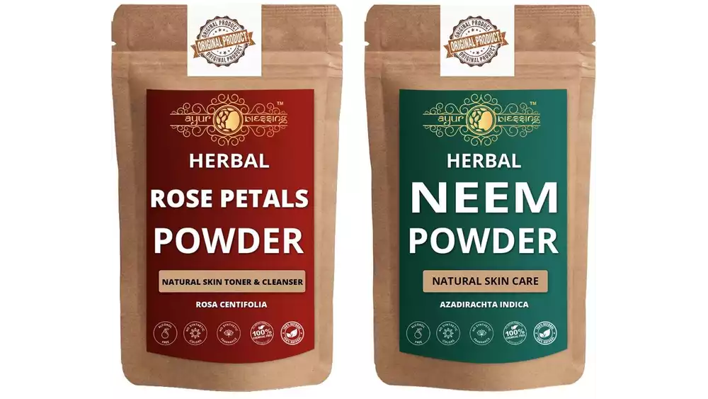 Ayur Blessing Rose Petals And Neem Leaf Powder Combo Pack (1Pack)