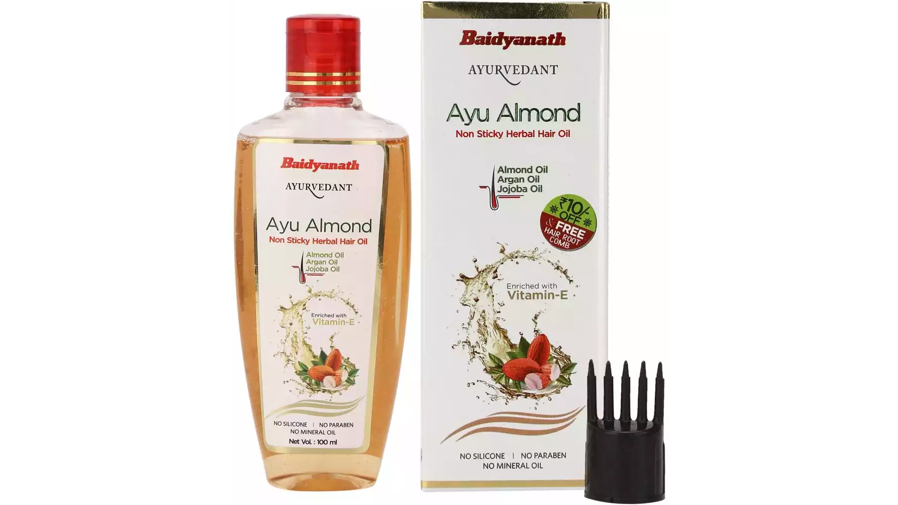 Baidyanath Jhansi Ayu Almond Non Sticky Herbal Hair Oil (100ml)