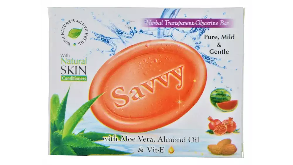 BHP Savvy Herbal Transparent Glycerine Bar Soap (75g)