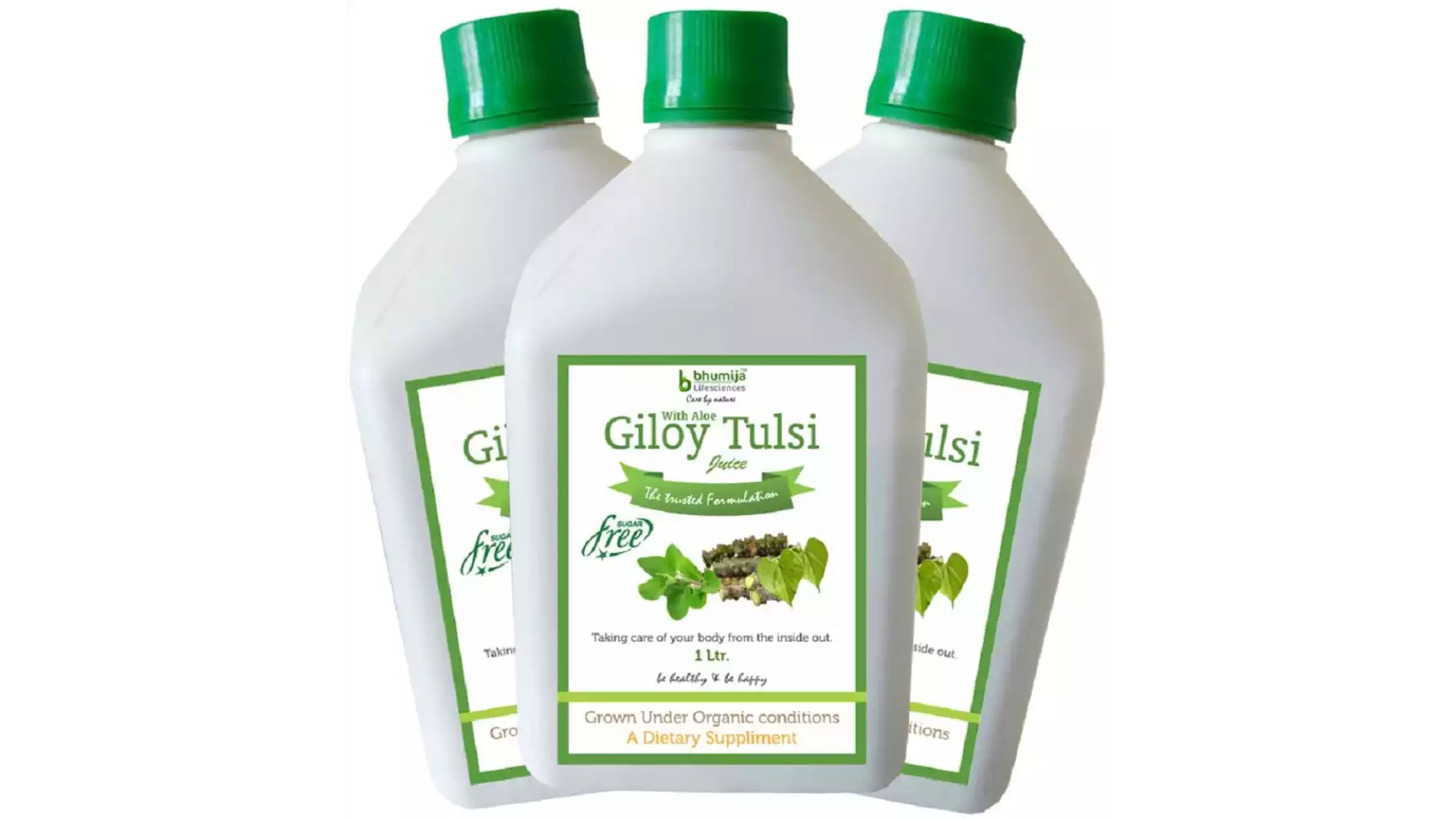 Bhumija Giloy Tulsi Juice (Sugar Free) (1liter, Pack of 3)