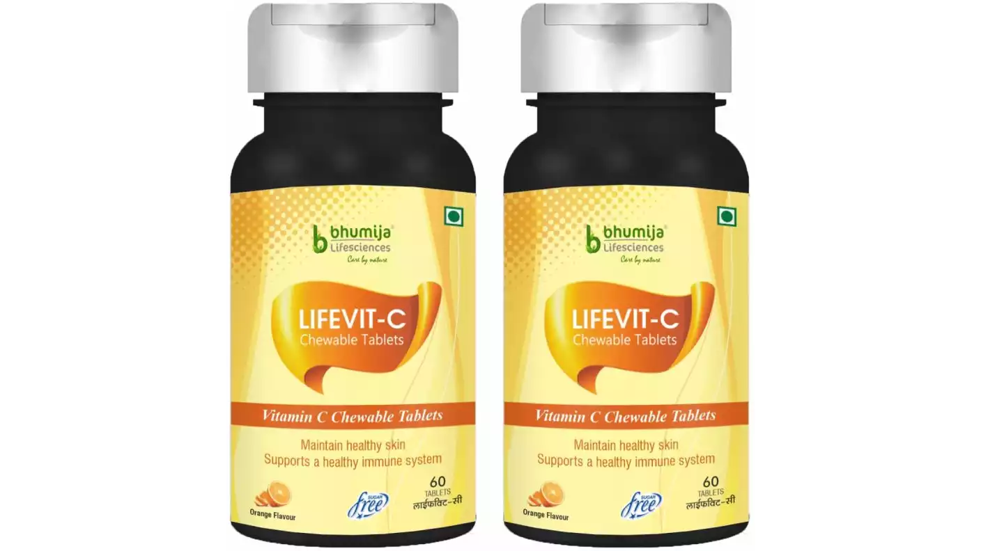 Bhumija Lifevit-C (Vitamin C) 500 Mg Immunity Chewable Tablets (60tab, Pack of 2)