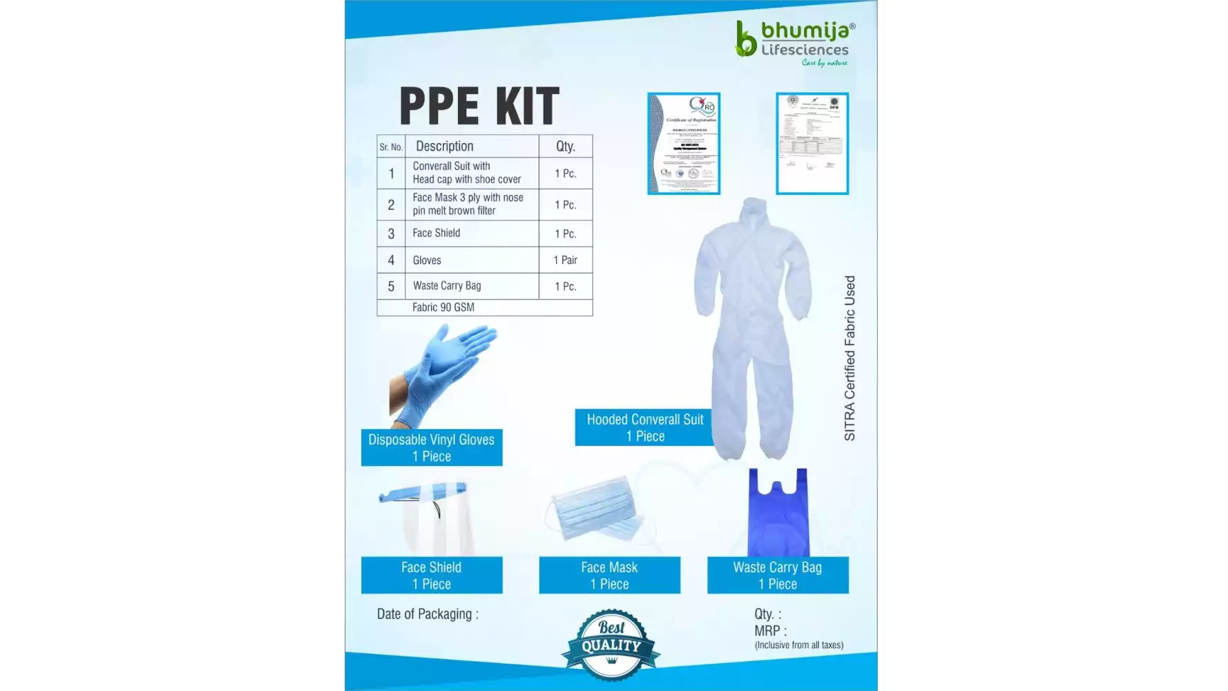Bhumija PPE Kit Disposable (1Pack)