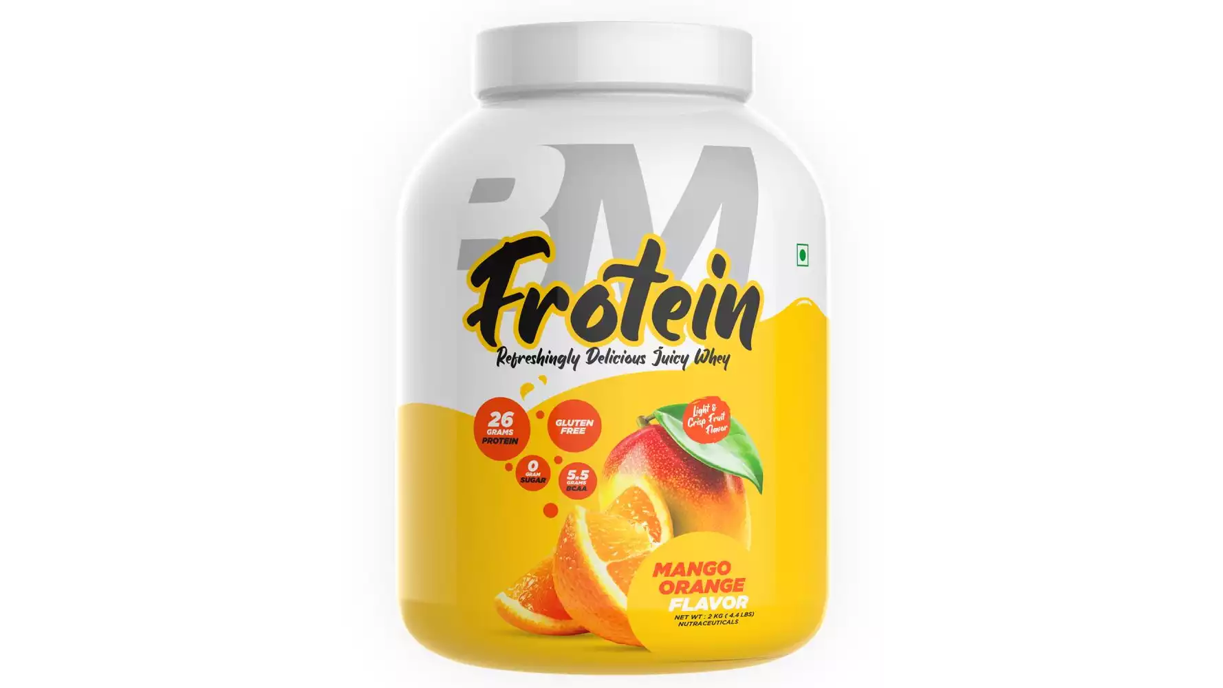Bigmuscles Nutrition Frotein 26G Refreshing Hydrolysed Whey Protein Isolate Orange Mango (2kg)