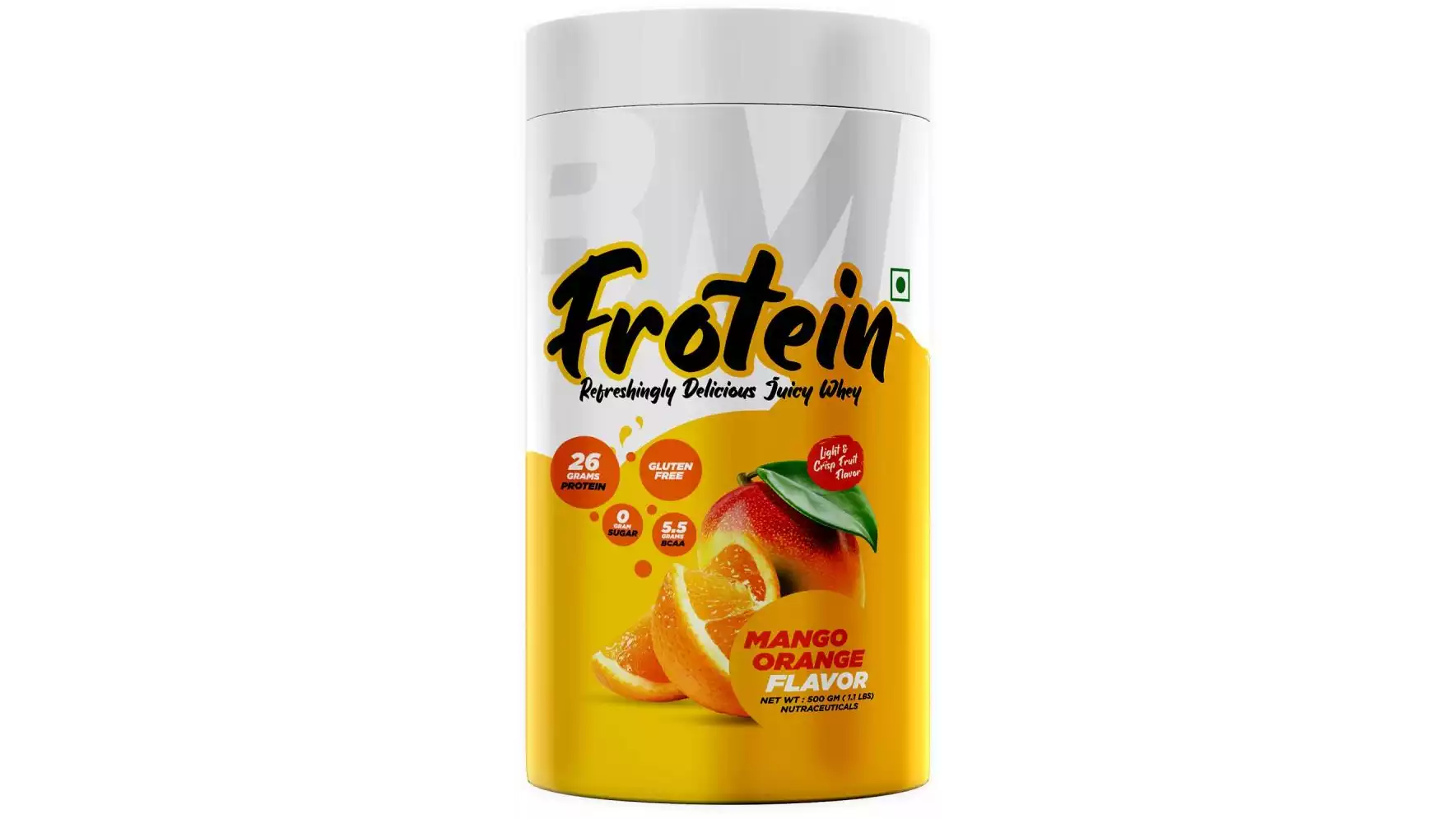 Bigmuscles Nutrition Frotein 26G Refreshing Hydrolysed Whey Protein Isolate Orange Mango (500g)