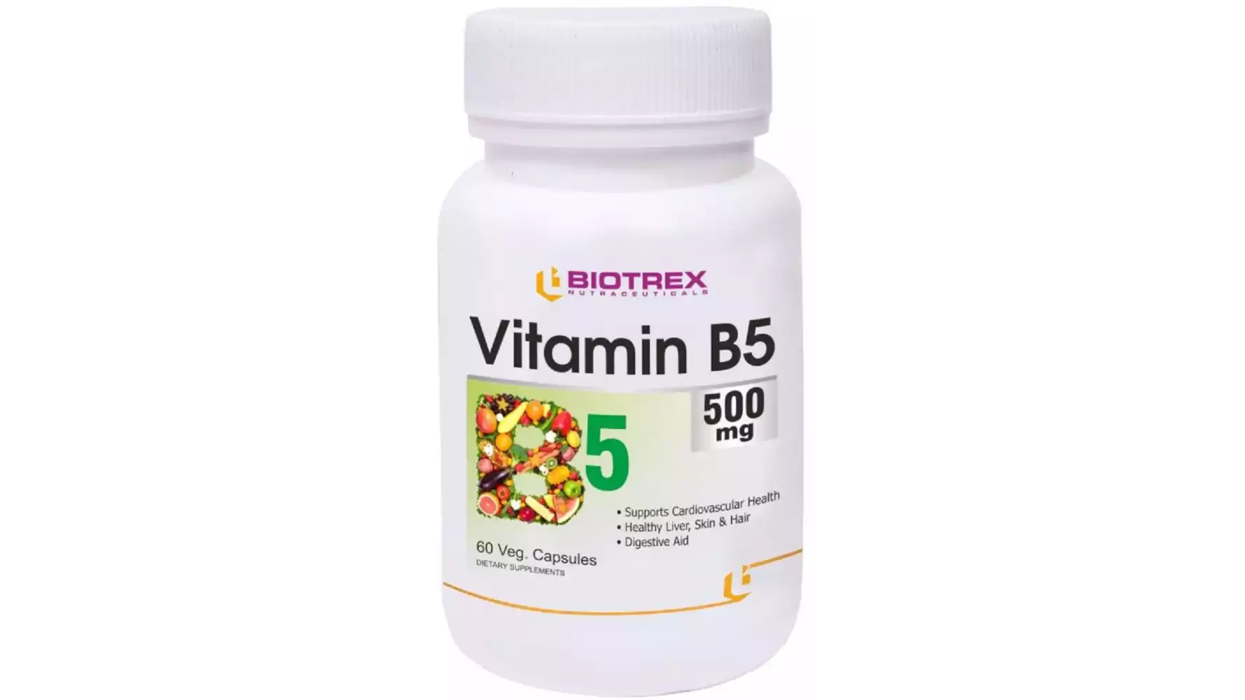 Biotrex Vitamin B5 500Mg Veg Capsules (60caps)