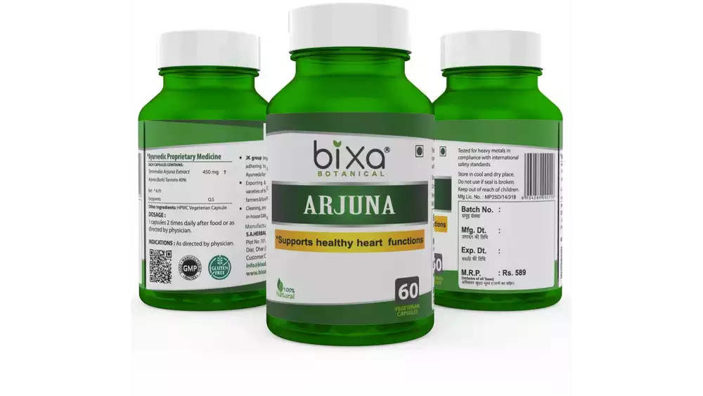Bixa Botanical Arjuna Extract Veg Capsules (450Mg) 40% Tannins (60caps)