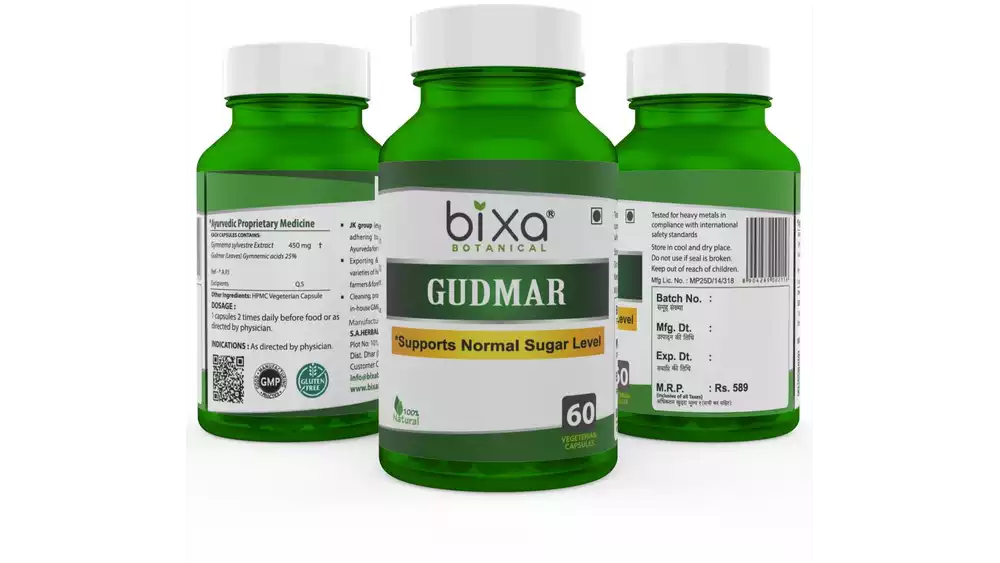 Bixa Botanical Gudmar Extract Veg Capsules (450Mg) 25% Gymnemic Acids (60caps)