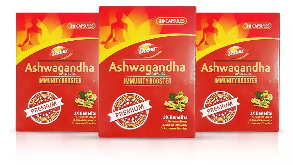 Dabur Ashwagandha Capsules Immunity Booster (20caps, Pack of 3)