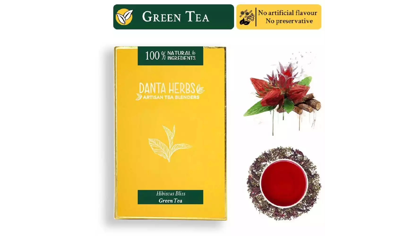 Danta Herbs Hibiscus Bliss Green Tea (100g)