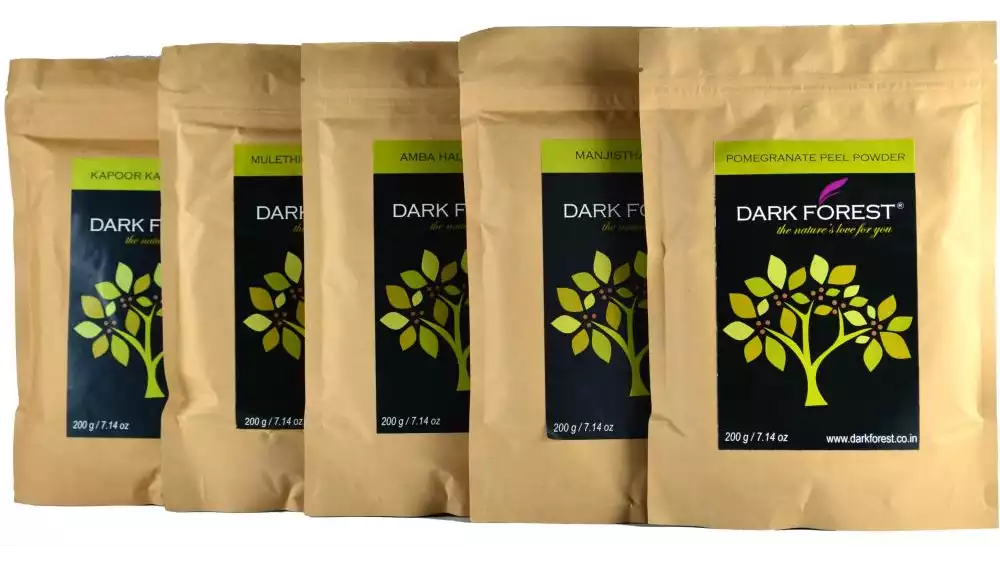 Dark Forest Glowing Skin Pack (Manjistha,Mulethi,Kapur Kachri,Amba Halad,Pomegranate) Powder (1000g)