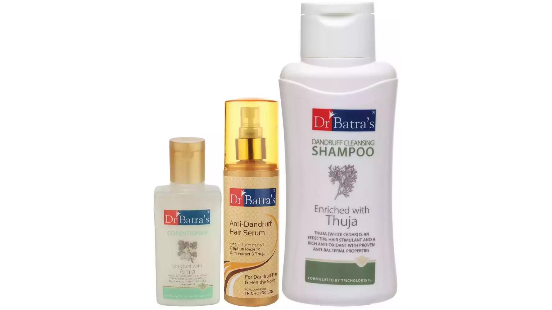 Dr Batras Anti Dandruff Hair Serum, Conditioner And Dandruff Cleansing Shampoo Combo (125ML+100ML+500ML) (1Pack)