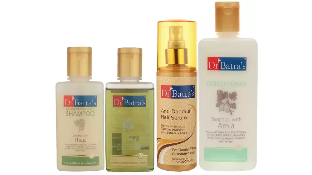 Dr Batras Anti Dandruff Hair Serum, Conditioner, Hair Oil & Dandruff Cleansing Shampoo Combo (200ml+200ml+100ml+100ml) (1Pack)