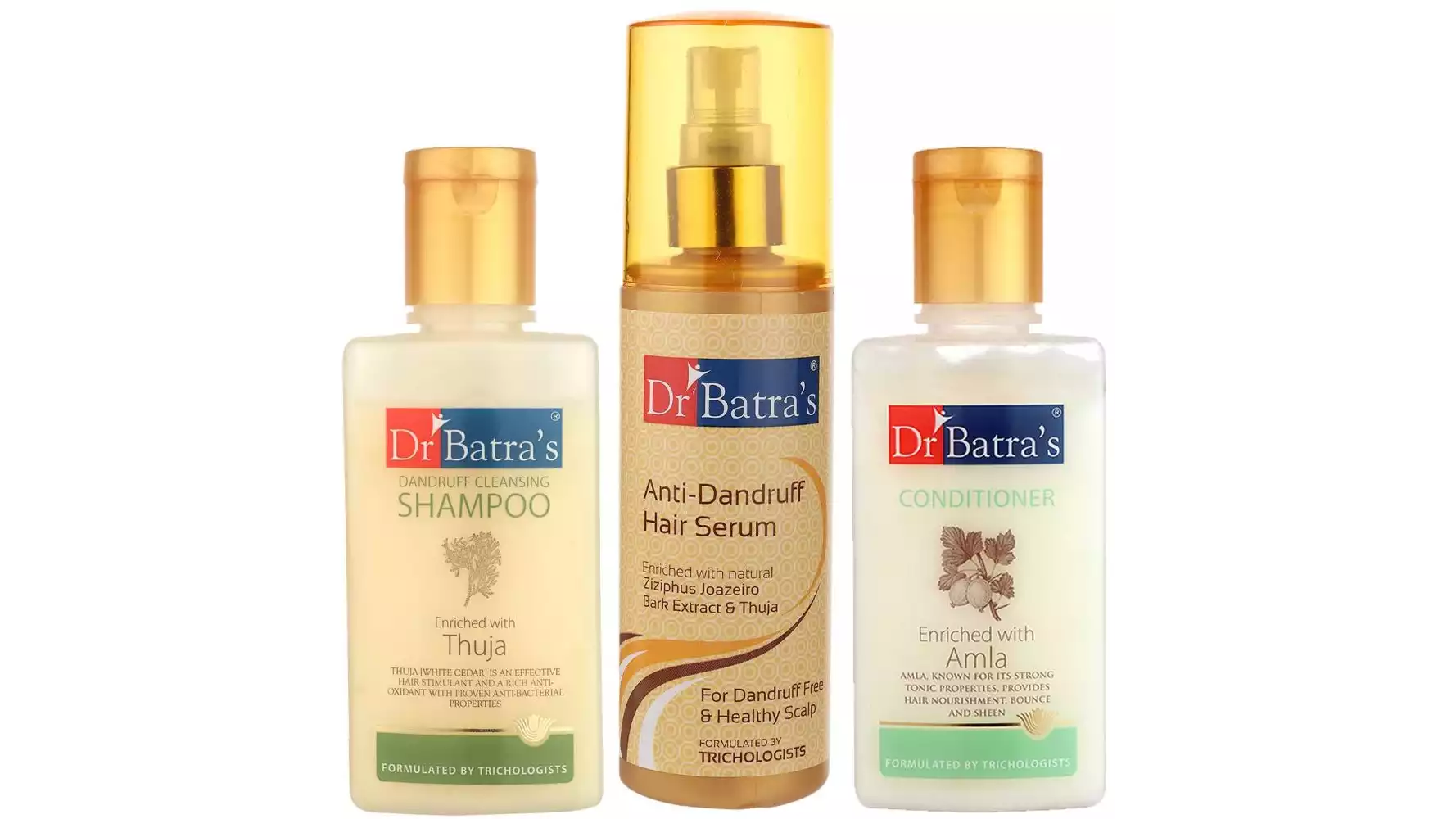 Dr Batras Dandruff Cleansing Shampoo, Conditioner & Anti Dandruff Hair Serum Combo (1Pack)
