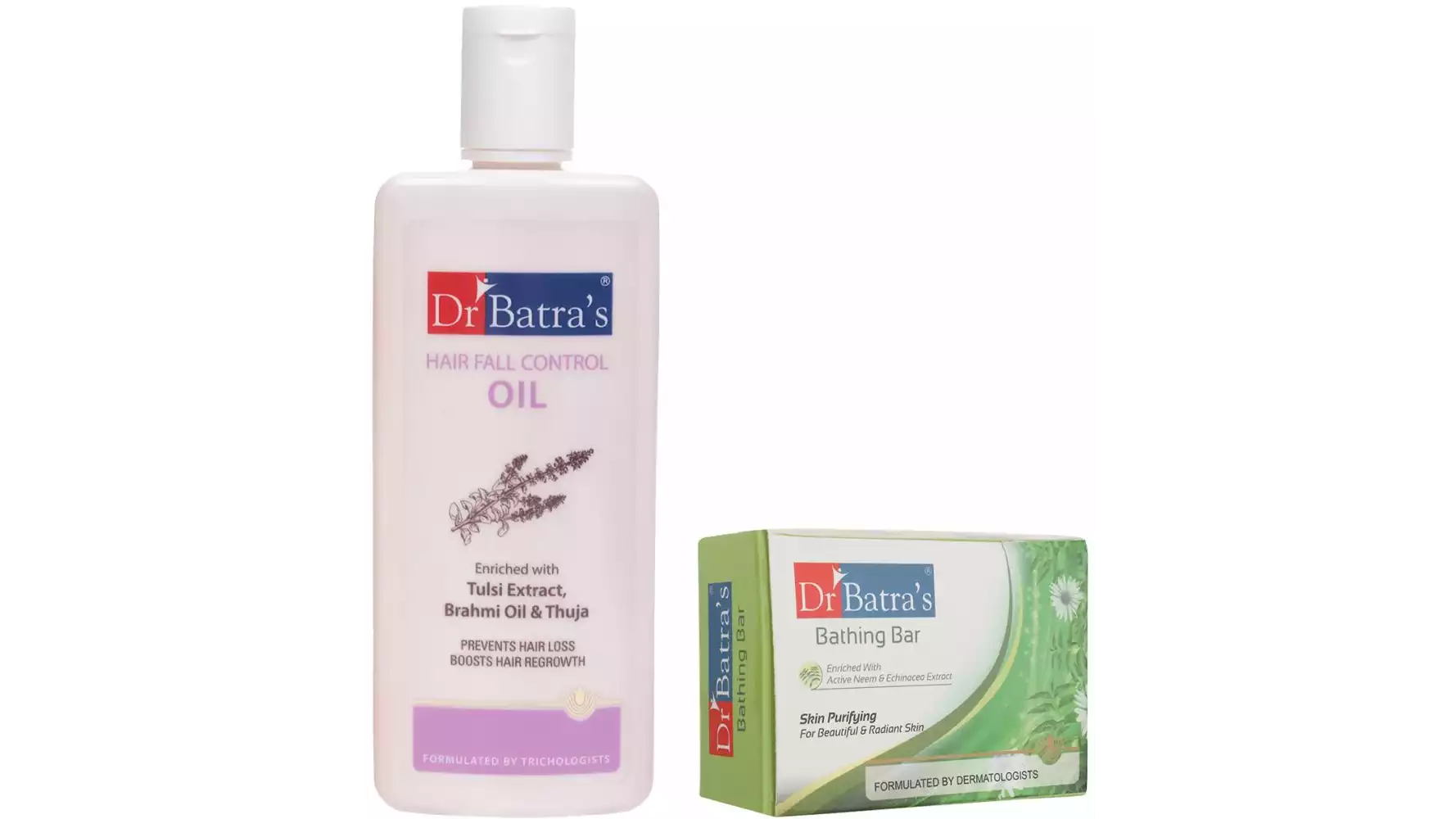 Dr Batras Hair Fall Control Oil & Skin Purifying Bathing Bar Combo (1Pack)