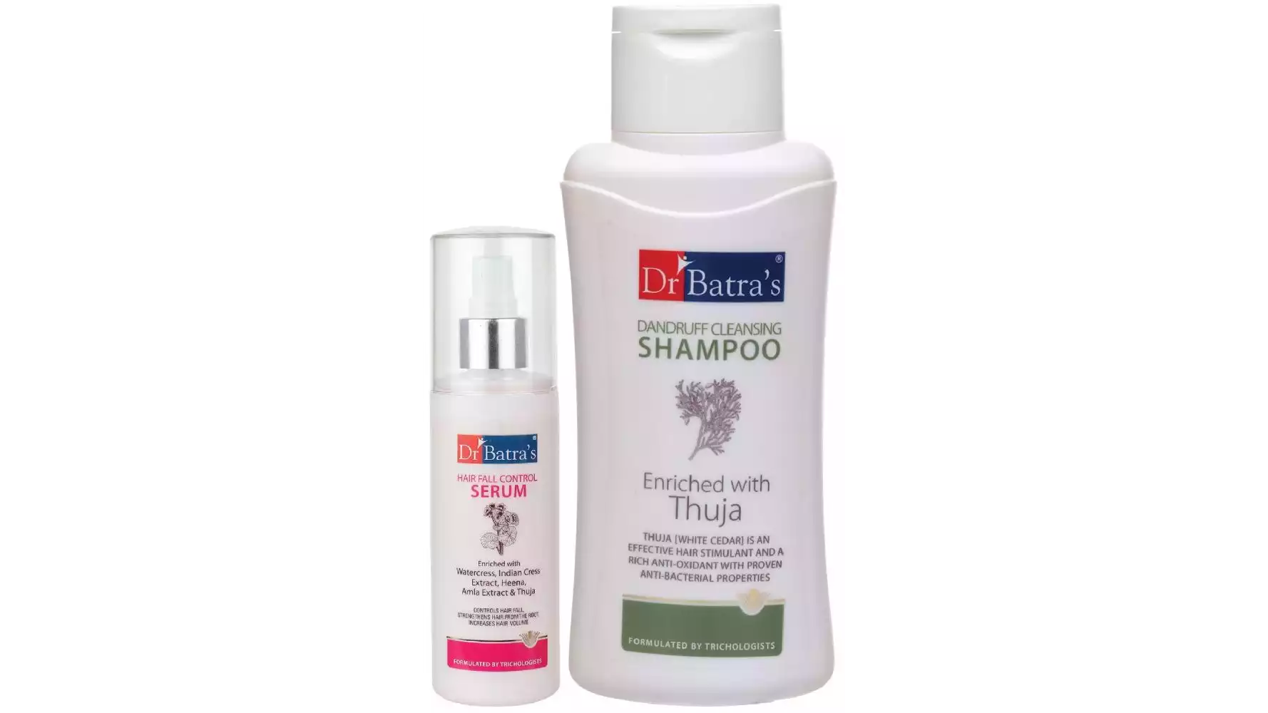 Dr Batras Hair Fall Control Serum And Dandruff Cleansing Shampoo Combo (125ML+500ML) (1Pack)