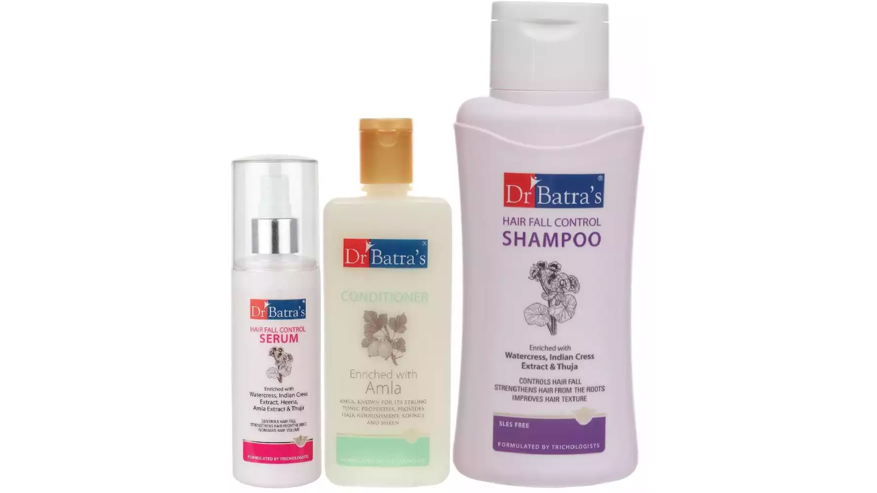 Dr Batras Hair Fall Control Serum, Conditioner And Hair Fall Control Shampoo Combo (125ML+200ML+500ML) (1Pack)