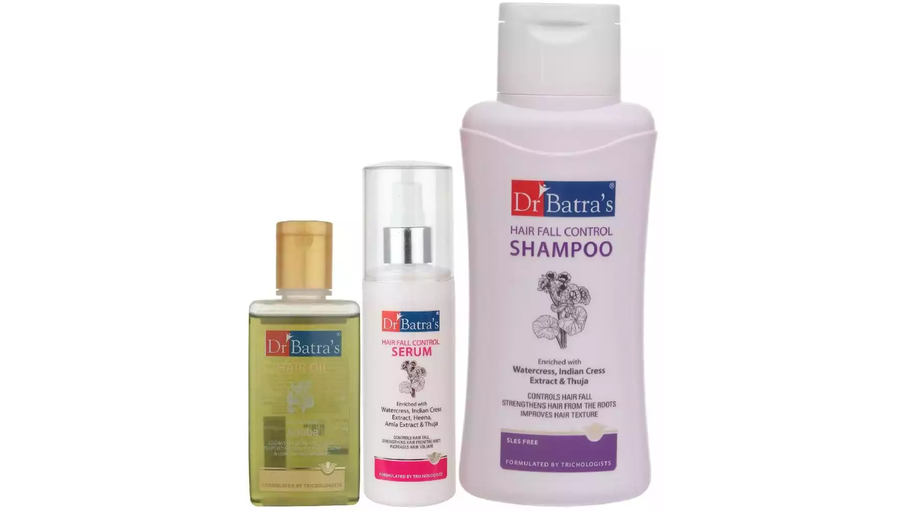 Dr Batras Hair Fall Control Serum, Hair Fall Control Shampoo And Hair Oil Combo (125ML+500ML+100ML) (1Pack)