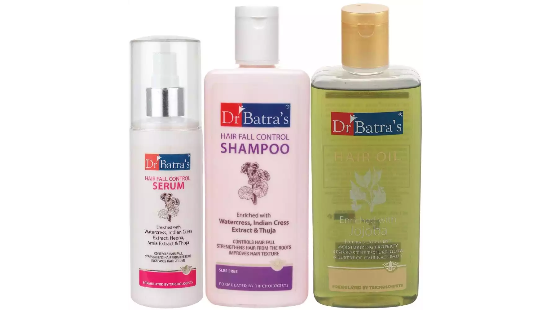 Dr Batras Hair Fall Control Serum, Hairfall Control Shampoo And Hair Oil Combo (125ML+200ML+200ML) (1Pack)