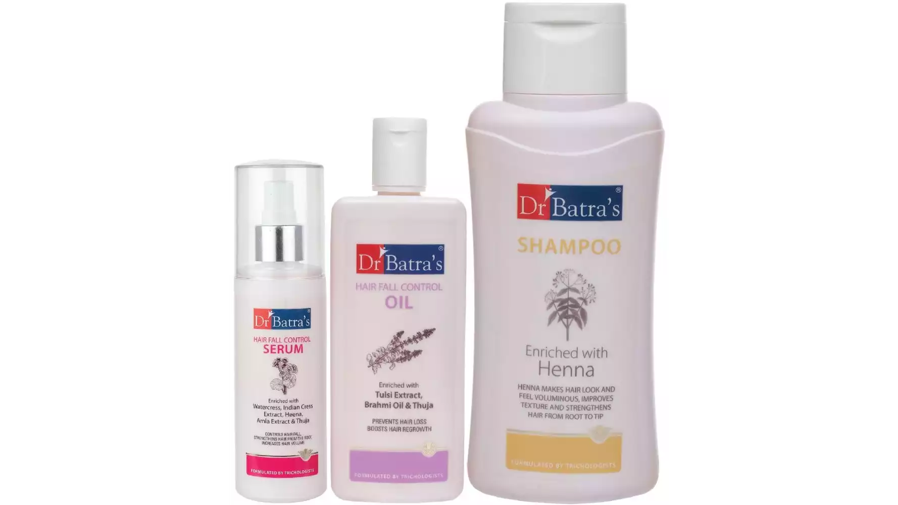 Dr Batras Hair Fall Control Serum, Normal Shampoo And Hair Fall Control Oil Combo (125ML+500ML+200ML) (1Pack)