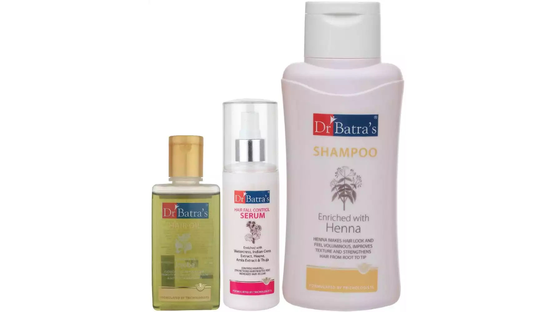 Dr Batras Hair Fall Control Serum, Normal Shampoo And Hair Oil Combo (125ML+500ML+100ML) (1Pack)