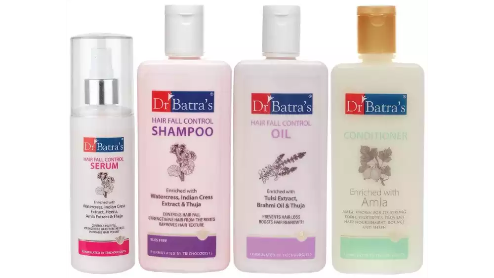 Dr Batras Hair Fall Control Serum, Oil, Shampoo & Conditioner Combo (125ml+200ml+200ml+200ml) (1Pack)