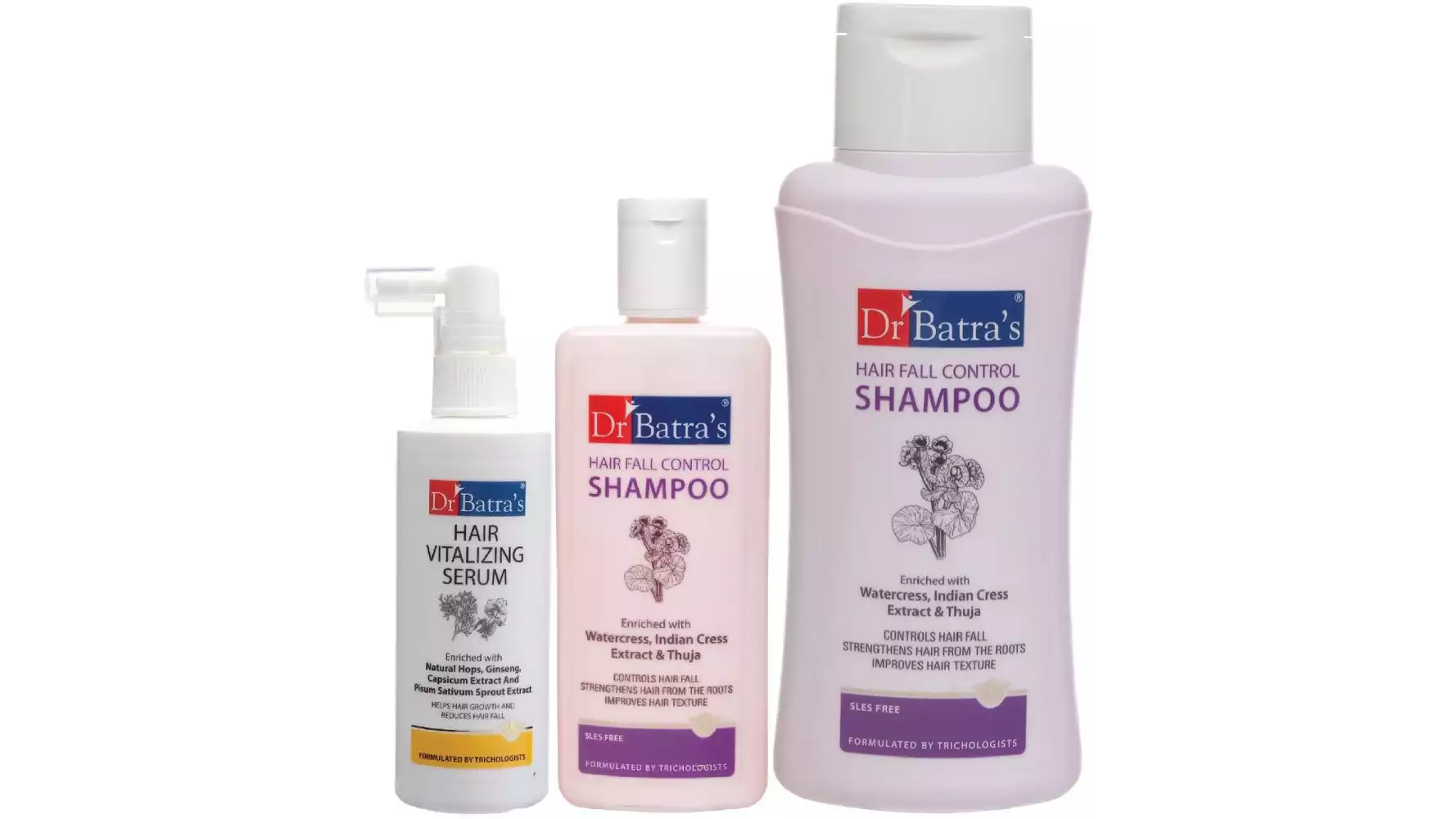 Dr Batras Hair Vitalizing Serum, Hair Fall Control Shampoo And Hairfall Control Shampoo Combo (125ML+500ML+200ML) (1Pack)
