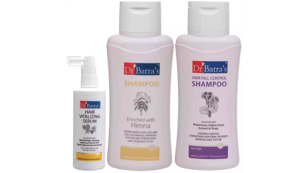 Dr Batras Hair Vitalizing Serum, Hair Fall Control Shampoo And Normal Shampoo Combo (125ML+500ML+500ML) (1Pack)
