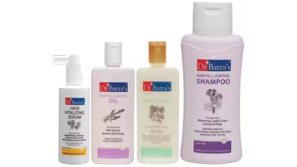 Dr Batras Hair Vitalizing Serum, Hair Fall Control Shampoo, Hair Fall Control Oil & Conditioner Combo (125ml+500ml+200ml+200ml) (1Pack)
