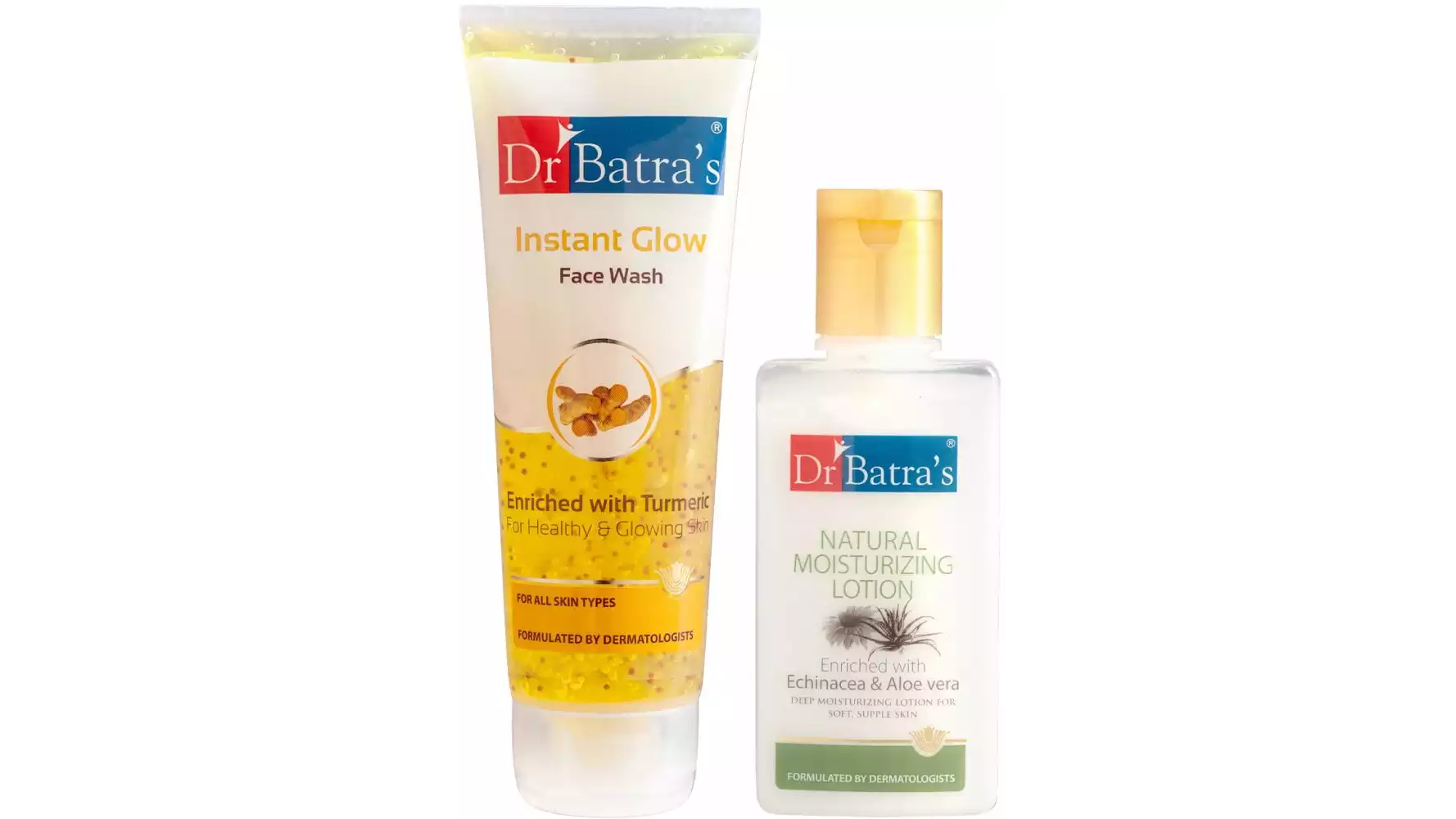 Dr Batras Instant Glow Facewash & Natural Moisturizing Lotion Combo (1Pack)