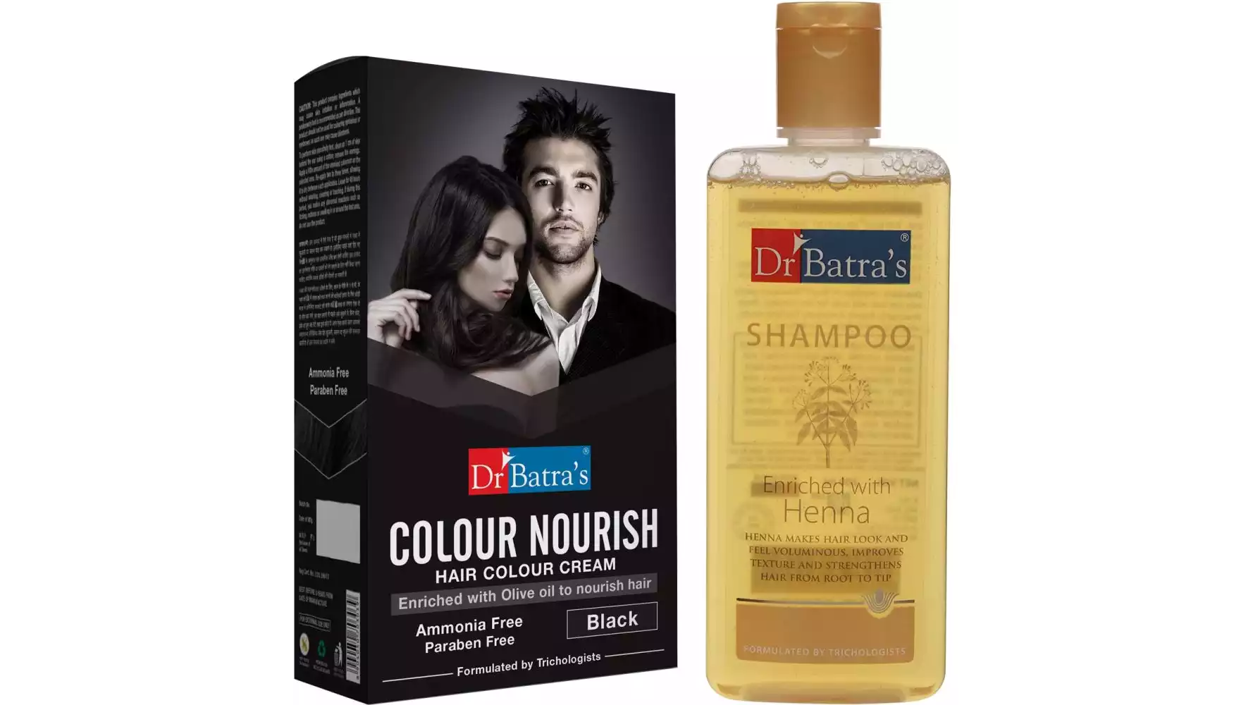 Dr Batras Nourish Hair Colour Cream & Henna Shampoo Combo (1Pack)