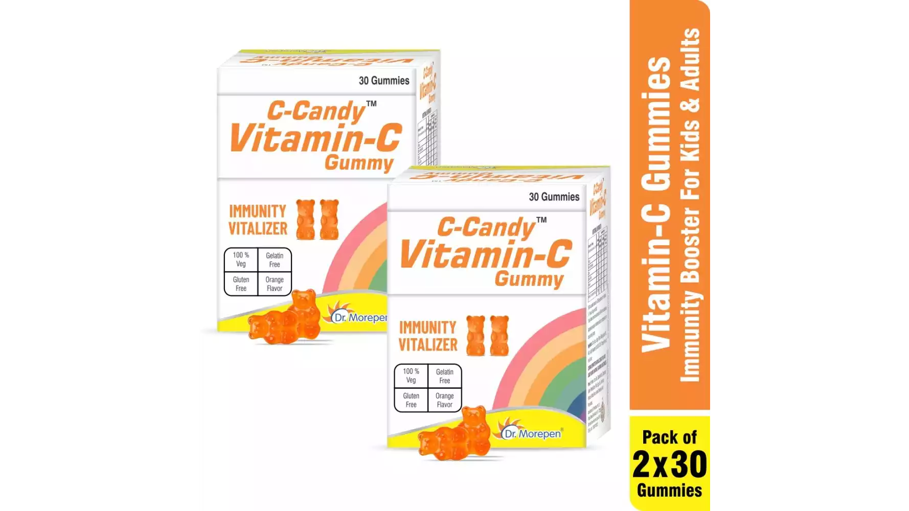 Dr Morepen C -Candy Vitamin C Gummies For Kids Orange Candy (60pcs, Pack of 2)