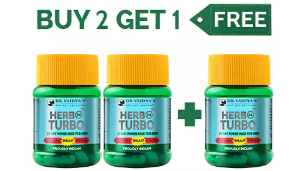 Dr Vaidyas Herbo24Turbo (Buy 2 Get 1 Free) (30caps, Pack of 2)