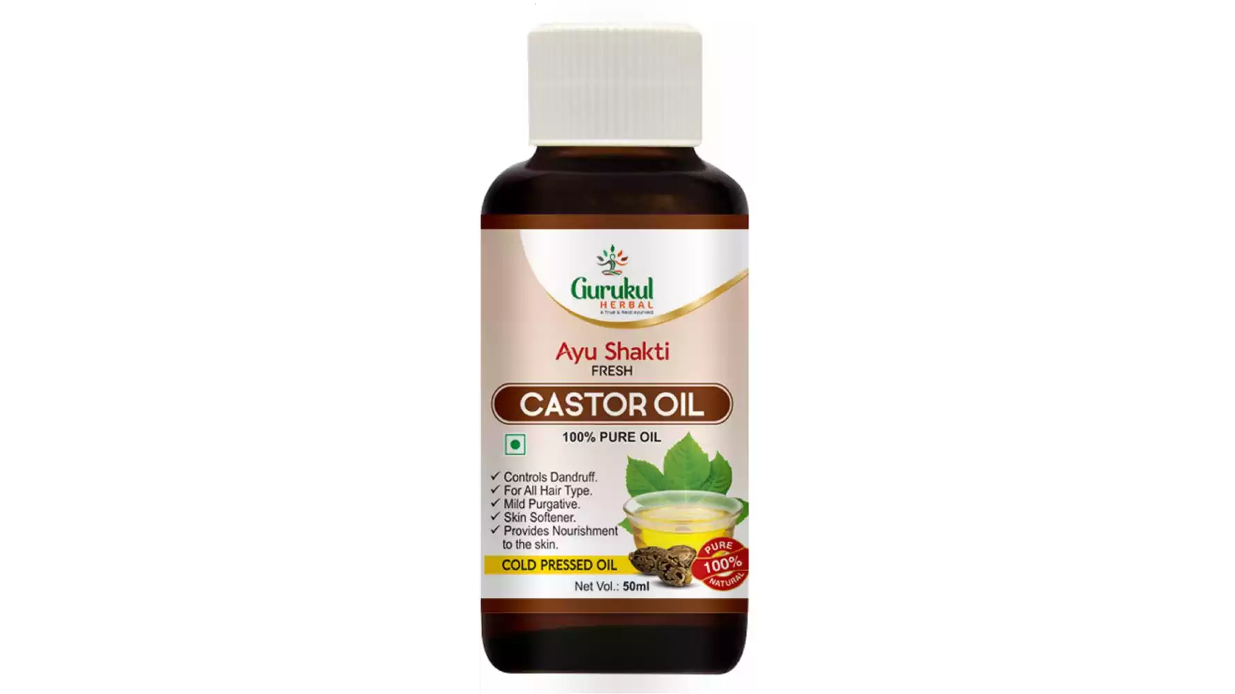 Gurukul Herbal Ayu Shakti Fresh Castor Oil (50ml)