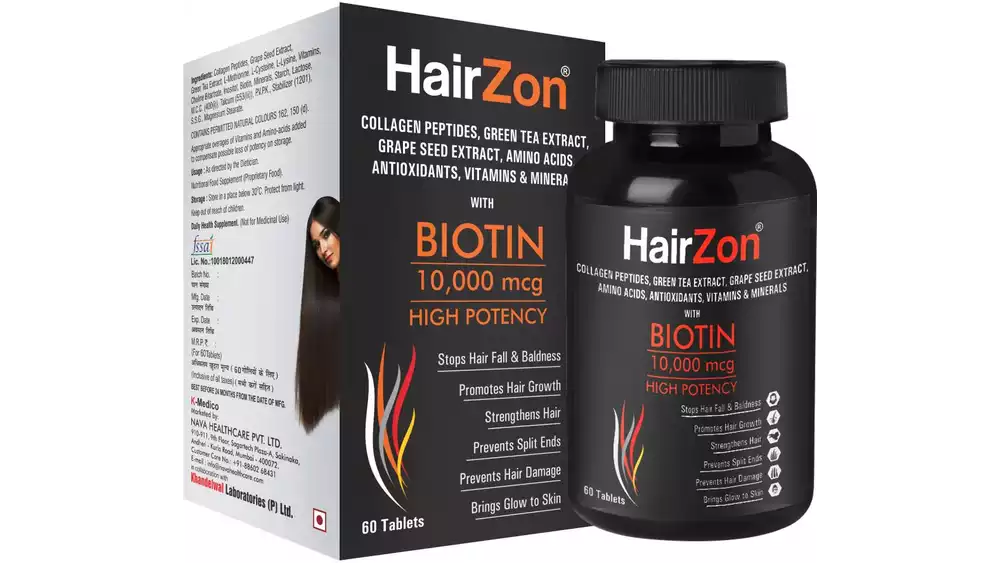 Hairzon Biotin 10,000 Mcg High Potency for Hair Growth Tablets (60tab)